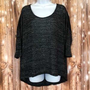 Mossimo Black and Gray 3/4 Sleeve Hi-Lo Sweater